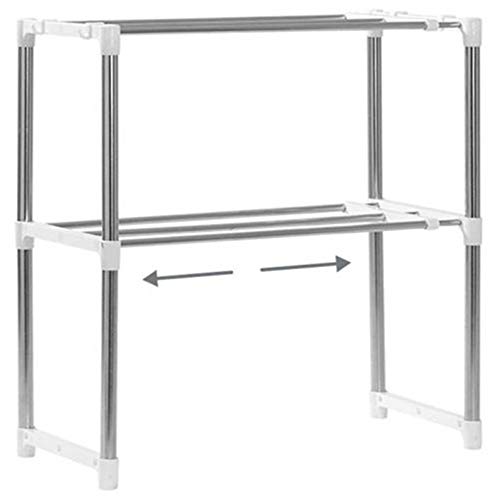 Haioo Estante Microondas Inoxidable Ancho Modular Estantería de Cocina Estante de Almacenamiento para Microondas Desmontable de Acero Multifuncional