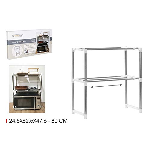 Haioo Estante Microondas Inoxidable Ancho Modular Estantería de Cocina Estante de Almacenamiento para Microondas Desmontable de Acero Multifuncional