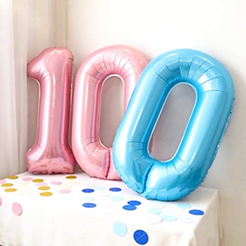 Haioo Globo Número de Cumpleaños en Metalizado Ideal para Fiesta de cumpleaños y Aniversarios Hinchable y Deshinchable (Azul 5)