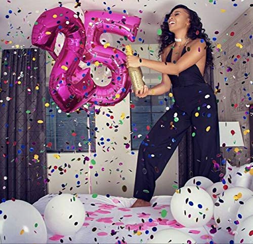 Haioo Globo Número de Cumpleaños en Metalizado Ideal para Fiesta de cumpleaños y Aniversarios Hinchable y Deshinchable (Azul 5)