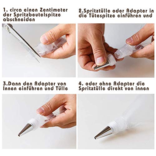 HAKACC 100 unidades. Manga pastelera grande desechable, con 6 boquillas de acero inoxidable para hornear y decorar tartas