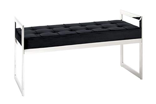 Haku Möbel Banco de acero inoxidable negro 40 x 100 x 57 cm