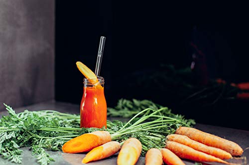 HALM Pajitas de cristal reutilizables ecológicas - 6 piezas, 2 tamaños - Pajitas + cepillo de limpieza ecológico - apto para lavavajillas - Sostenible - Pajitas de vidrio para cóctel, batido, smoothie