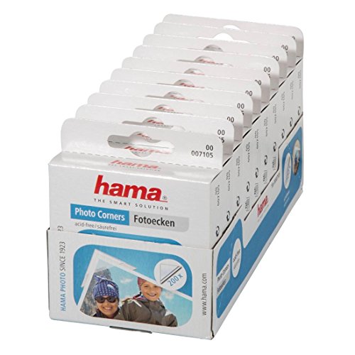 Hama 7105 - Adhesivo en Puntos Doble Cara ángulos para Fotos, 200 Piezas, Transparente