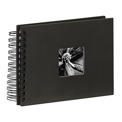 Hama Fine Art - Álbum de fotos, 50 páginas negras (25 hojas), álbum con espiral, 24 x 17 cm, con compartimento para insertar foto, negro