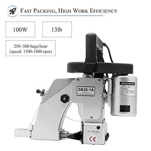Hanchen Máquina de Coser Bolsas Portátil Máquina de Embalaje Industrial para Cerrar Bolsas Tejida/Saco/Bolsas de Algodón