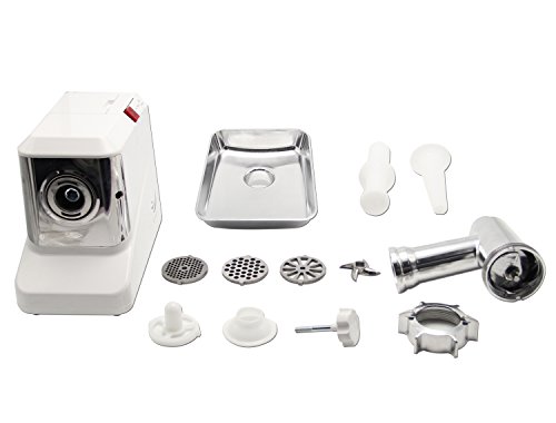 Hanchen Picadora de Carne Eléctrica 1800W Máquina de Picar Carne Comercial Embutidora de Salchichas Industrial Función Inversa con 3 Placas de Corte de Acero Inoxidable CE