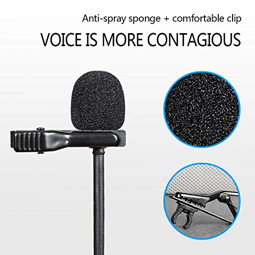 HangzhoushiJacob Elsie Micrófono de solapa de condensador omnidireccional para iPhone Android Smartphon, PC, cámara DSLR videocámara, perfecto para videoconferencias, Podcas