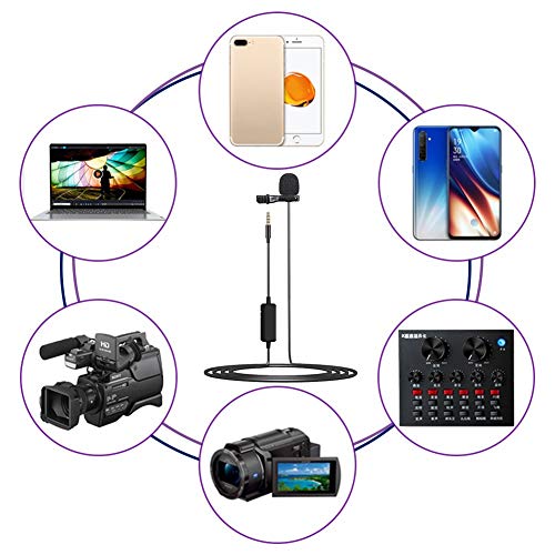 HangzhoushiJacob Elsie Micrófono de solapa de condensador omnidireccional para iPhone Android Smartphon, PC, cámara DSLR videocámara, perfecto para videoconferencias, Podcas