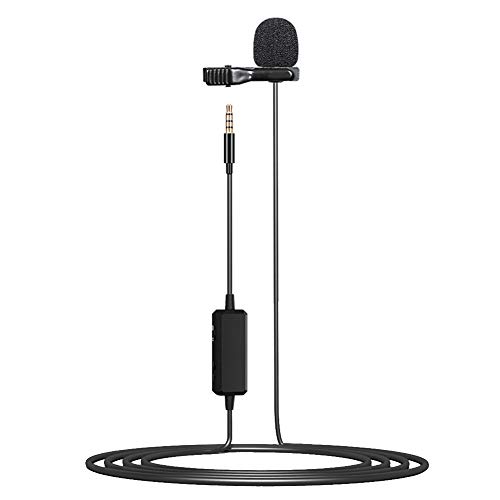 HangzhoushiJacob Elsie Micrófono de solapa de condensador omnidireccional para iPhone Android Smartphon, PC, cámara DSLR videocámara, perfecto para videoconferencias, Podcas