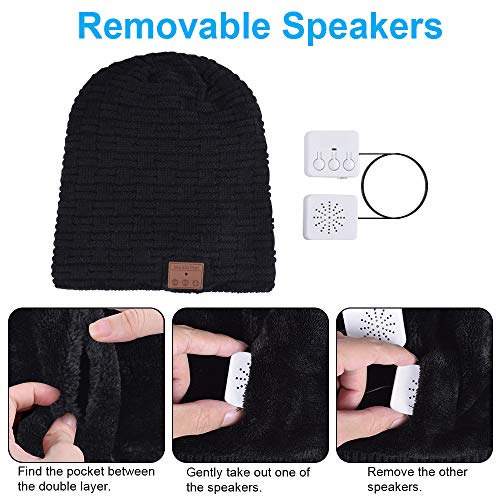 HANPURE Bluetooth Gorro Invierno Hombre Regalos Originales - Gorro con Auriculares Bluetooth 5.0, Gorro de Punto Bluetooth Inalámbrico Música HD, Hombres Mujer Regalos Tecnologicos
