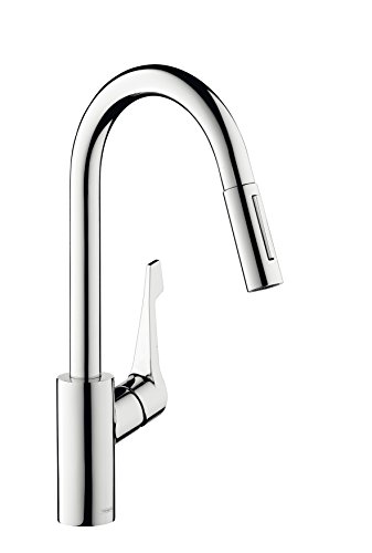 Hansgrohe - Grifo de cocina Cento XL de cuello de cisne de pared con alcachofa extraíble, cromado