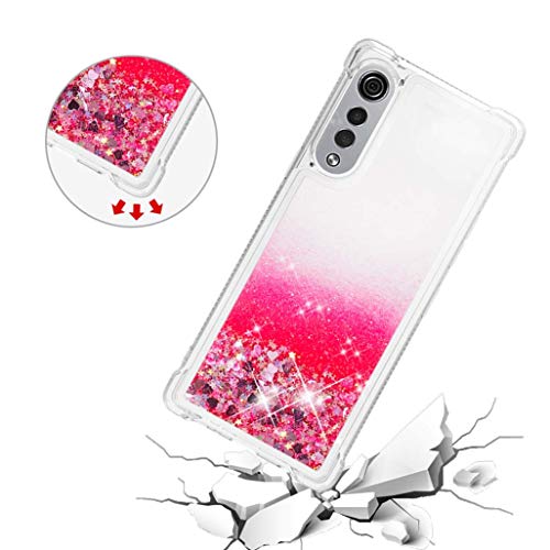 HAOTIAN Funda para LG Velvet 5G/4G Estuche, Glitter Liquida Cristal Ultradelgado Suave Silicona TPU Bumper Shockproof Carcasa para LG Velvet 5G/4G, Rojo