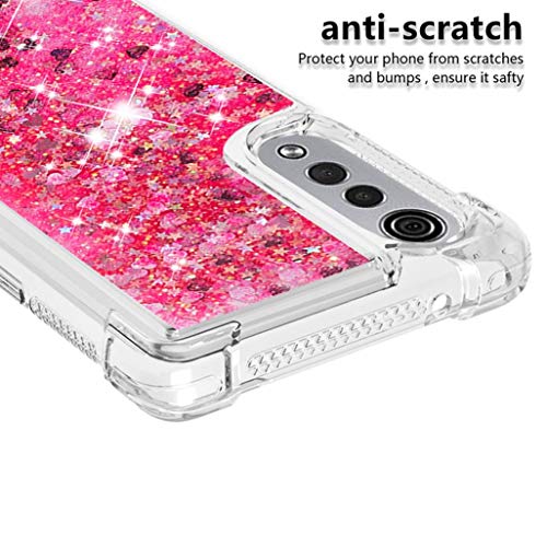 HAOTIAN Funda para LG Velvet 5G/4G Estuche, Glitter Liquida Cristal Ultradelgado Suave Silicona TPU Bumper Shockproof Carcasa para LG Velvet 5G/4G, Rojo