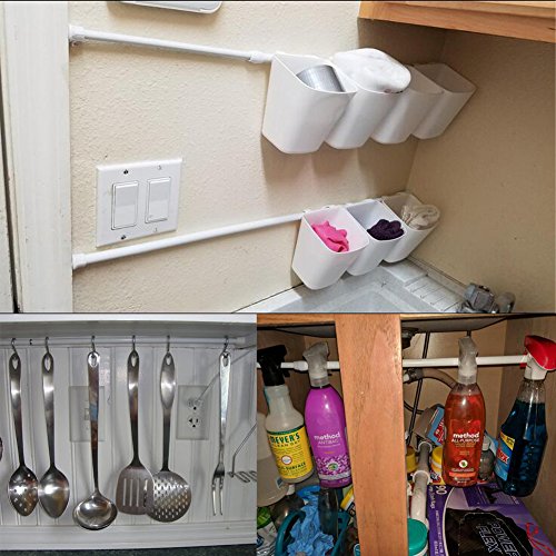 HAOYUNTE Varilla de Cortina Ajustable con Muelle de tensión; para proyectos DIY Cocina, Cuarto de baño, Armario, Ventana, estantería, etc. (Longitud 60-110cm; diámetro de 1,27 cm), 4pcs-Blanco