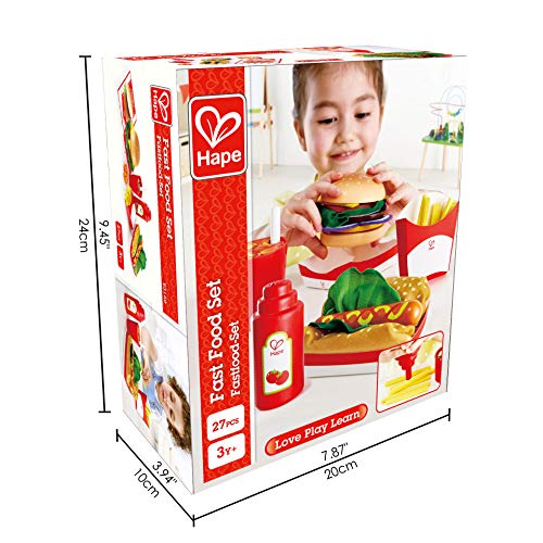 Hape- Set de fast food, Color carbón (E3160) , color/modelo surtido
