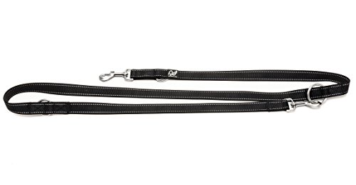 Happilax Correa perro multiposición, ajustable en 3 longitudes o doble para 2 perros, negra, 2 m