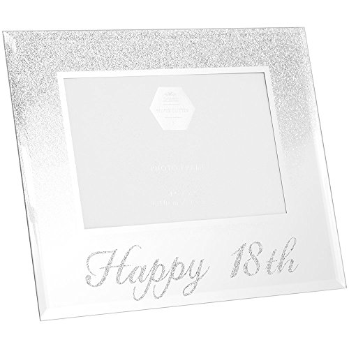 (Happy 18th) - Happy 18th Silver Glitter Birthday Photo Frame Gift