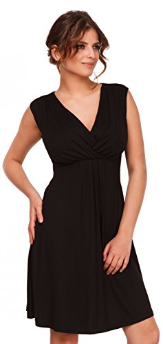 Happy Mama. Para Mujer Vestido Skater premamá de lactancia. Escote de pico. 808p (Negro, 42, XL)