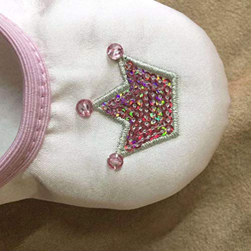 Happyyami 1 par de Zapatos de Ballet de Satén Zapatillas de Baile para Niños Zapatos de Yoga Elásticos Patrón de Corona para Niños Práctica de Baile Deportivo Talla Rosa 35