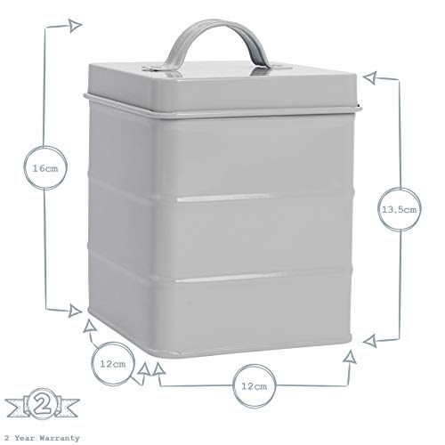 Harbour Housewares 3 Pieza Industrial té café azúcar Juego de Envases - Acero Estilo Vintage Cocina para Guardar Caddy con Tapa - Gris