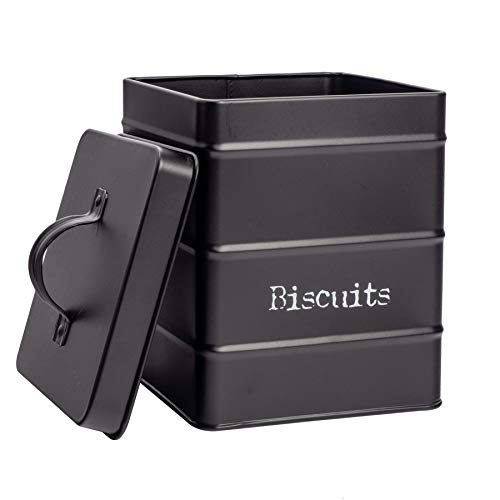 Harbour Housewares 4 Pieza Industrial Cocina para Guardar Objetos Juego de Envases - Acero Estilo Antiguo té café azúcar Caddy con Tapa - Negro
