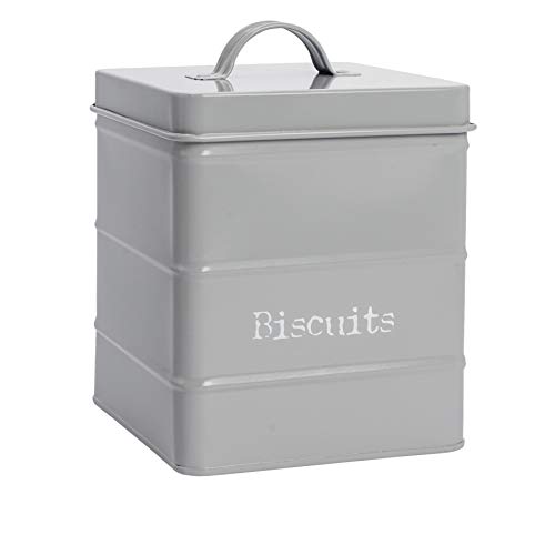 Harbour Housewares Industrial Caja de Galletas - Acero Estilo Antiguo Caddie Cocina para Guardar Objetos con Tapa - Gris
