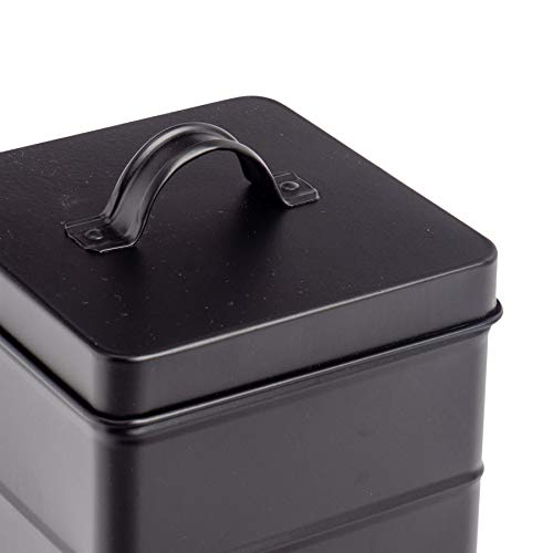 Harbour Housewares Industrial Caja de Galletas - Acero Estilo Antiguo Caddie Cocina para Guardar Objetos con Tapa - Negro