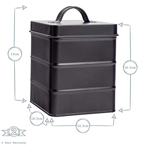 Harbour Housewares Industrial Caja de Galletas - Acero Estilo Antiguo Caddie Cocina para Guardar Objetos con Tapa - Negro