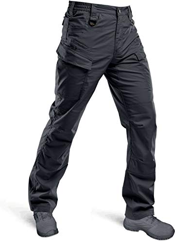 HARD LAND Pantalones Táticos Impermeable Ripstop Ligero Cargo Trabajo con Cintura Elástica BDU para Hombre (36W×30L, Gris carbón)