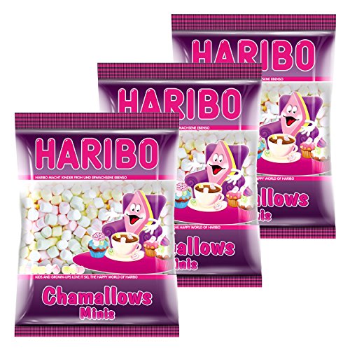 Haribo chamallows Minis, Juego de 3, Espuma Azúcar, Marshmallows, mauses Peck, 3 Bolsas Cada uno 200 g