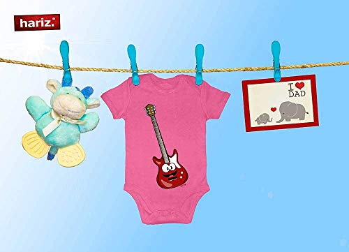 Hariz Baby Body de manga corta Guitarra eléctrica para niños con texto en inglés "Witizg Plus" tarjetas de regalo de algodón de azúcar rosa 0 – 3 meses