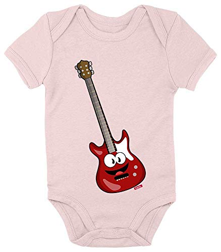 Hariz Baby Body de manga corta Guitarra eléctrica para niños con texto en inglés "Witizg Plus" tarjetas de regalo de algodón de azúcar rosa 0 – 3 meses