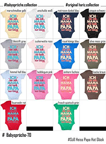 Hariz - Body de manga corta para bebé, diseño con texto en alemán "Heiss Papa Hat Glück" Día de la Madre con tarjeta de regalo. rosa Algodón de azúcar rosa. Talla:3-6 meses
