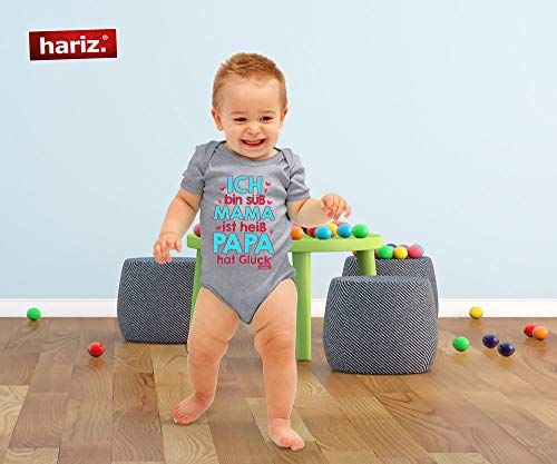Hariz - Body de manga corta para bebé, diseño con texto en alemán "Heiss Papa Hat Glück" Día de la Madre con tarjeta de regalo. rosa Algodón de azúcar rosa. Talla:3-6 meses