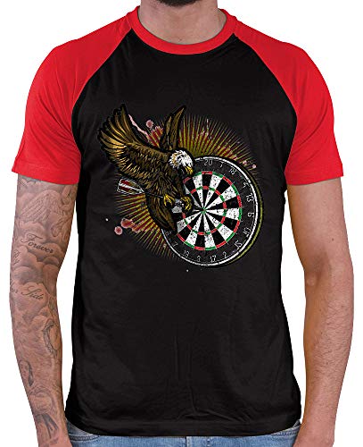 Hariz - Camiseta de béisbol para hombre, diseño de águila con texto en alemán negro / rojo L