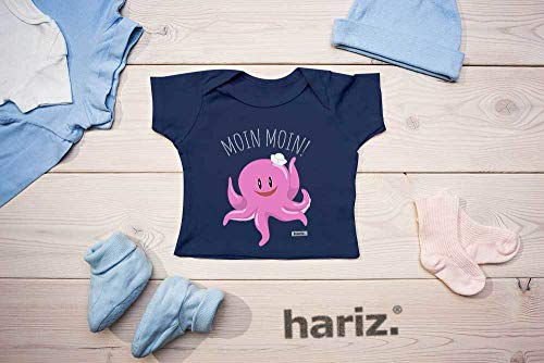 Hariz - Camiseta para bebé, diseño con texto en inglés "Moin Moin Krake dulce Animales de la jungla, incluye tarjeta de regalo de algodón de azúcar rosa 3-9 meses/60-69 cm