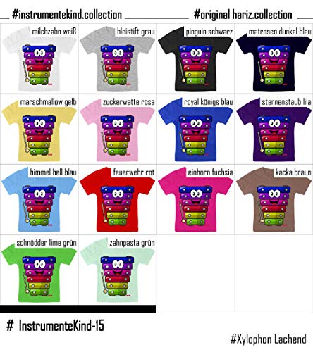 Hariz - Camiseta para bebé, diseño con texto en inglés "Xilophon Lachend Instrument", incluye tarjeta de regalo de algodón de azúcar rosa, 9-15 meses/70-79 cm