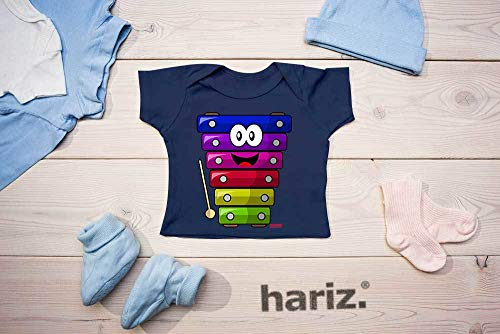 Hariz - Camiseta para bebé, diseño con texto en inglés "Xilophon Lachend Instrument", incluye tarjeta de regalo de algodón de azúcar rosa, 9-15 meses/70-79 cm