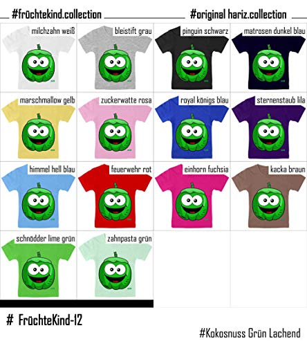 Hariz - Camiseta para bebé, diseño de coco, color verde blanco Diente de leche blanco. Talla:15-24 Monate / 80-92cm