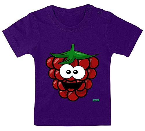 Hariz - Camiseta para bebé, diseño de frambuesa, frutas, verano, incluye tarjeta de regalo de polvo de estrellas lila 3-9 meses/60-69 cm