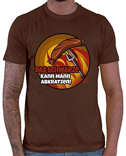 Hariz - Camiseta para hombre, diseño con texto en alemán "Das Schwarze kann Mann Abkratztzen Grillen Sprüchen" marrón XXL