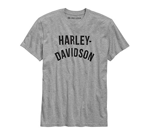 Harley-Davidson Official Men's Graphic Font Slim Fit Tee, Grey