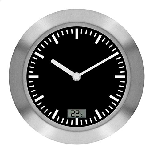Harts - Reloj de pared para ducha (17 cm, resistente al agua, con ventosas), plástico, Batones negros plateados, 17 cm