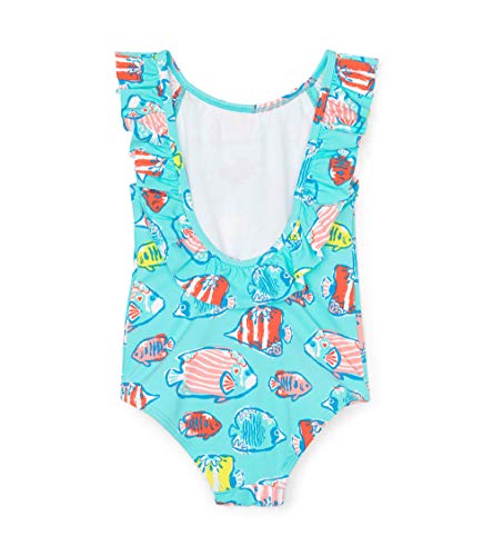 Hatley Ruffle Swimsuits baño, Azul (Colourful Fishies 400), 6 años para Niñas