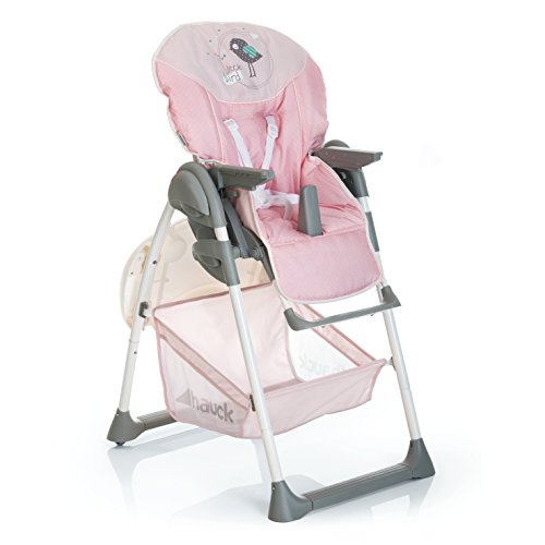 Hauck Sit N Relax - Hamaquita balancin y trona para recién nacidos, respaldo reclinable, chasis ligero, con arco móvile, mesa, ruedas, regulable en altura, plegable - rosa