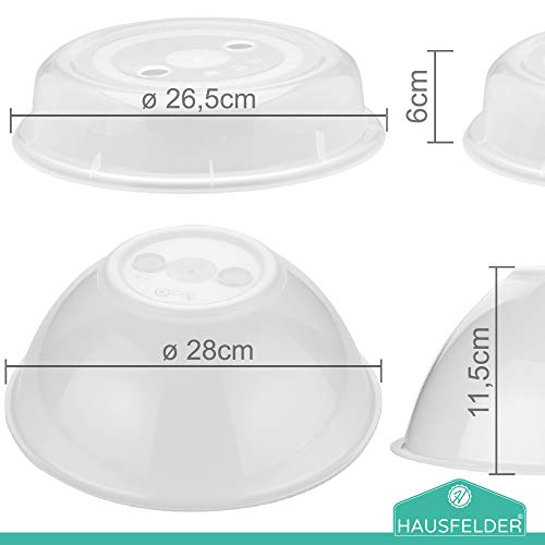 Hausfelder - Cubierta para microondas XL – Juego de 2 unidades grande y pequeño – Apto para lavavajillas y sin BPA, ideal como cubierta protectora contra salpicaduras, tapa para el microondas