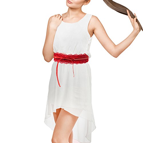 HBselect Cinturon De Mujer Encaje Moda Cinturon Mujer Ancho 10 Cm Cinturones Para Mujer (Rojo)