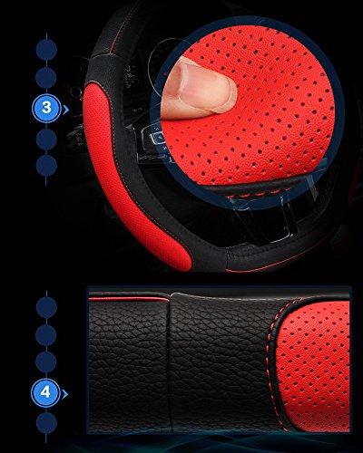 HCMAX Tipo D Vehículo Cubierta del Volante Coche Protector del Volante Universal Diámetro 38cm (15") Forma de D