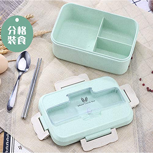 HCTX Microondas Box Lunch Platos Palos Paja de Trigo Almacenamiento de Alimentos con una Cuchara de Platos Educación Infantil Autoridad Bento Box Niños,Blue